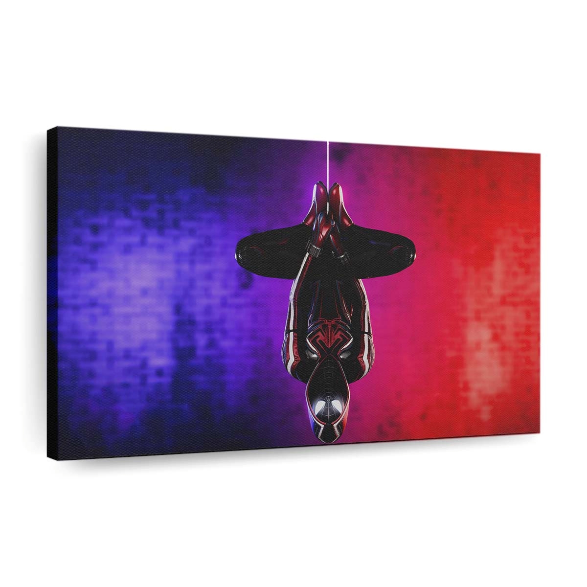 Spider Man Miles Morales 2021 Upside Down Leinwandbild - Wanddeko