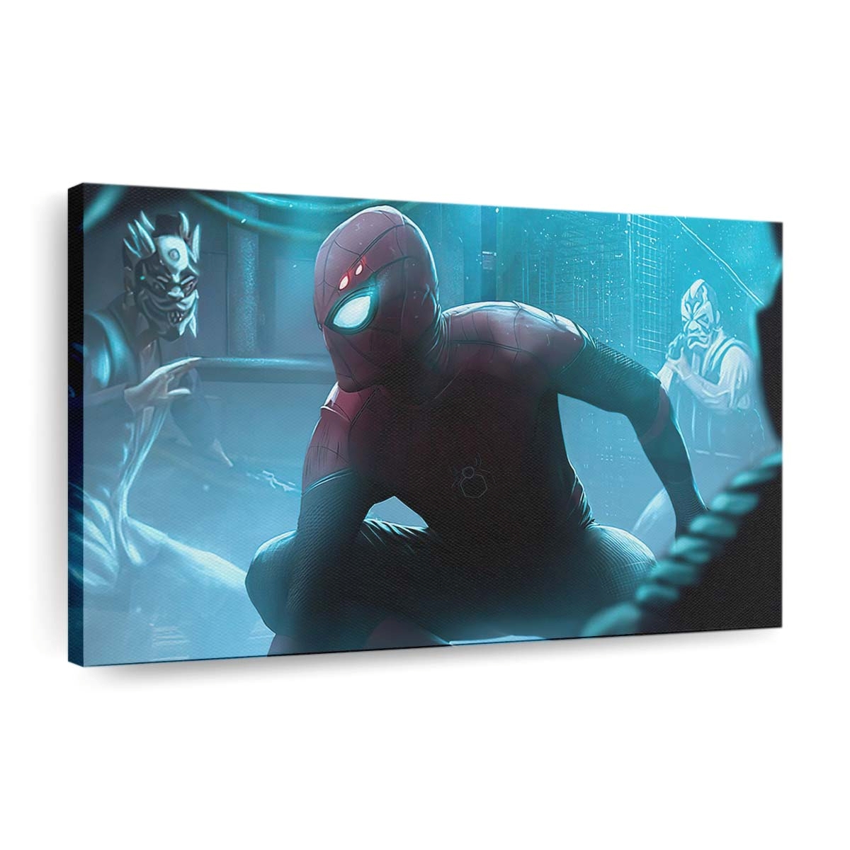 Spider Man Neon Glowing World Leinwandbild - Wanddeko