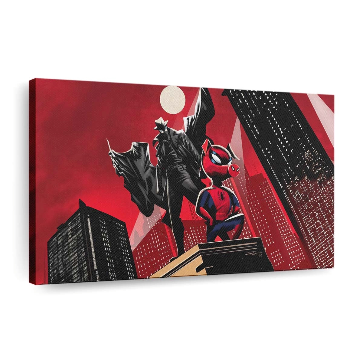 Spider Man Noir und Spider Ham in Spiderverse Leinwandbild - Wanddeko