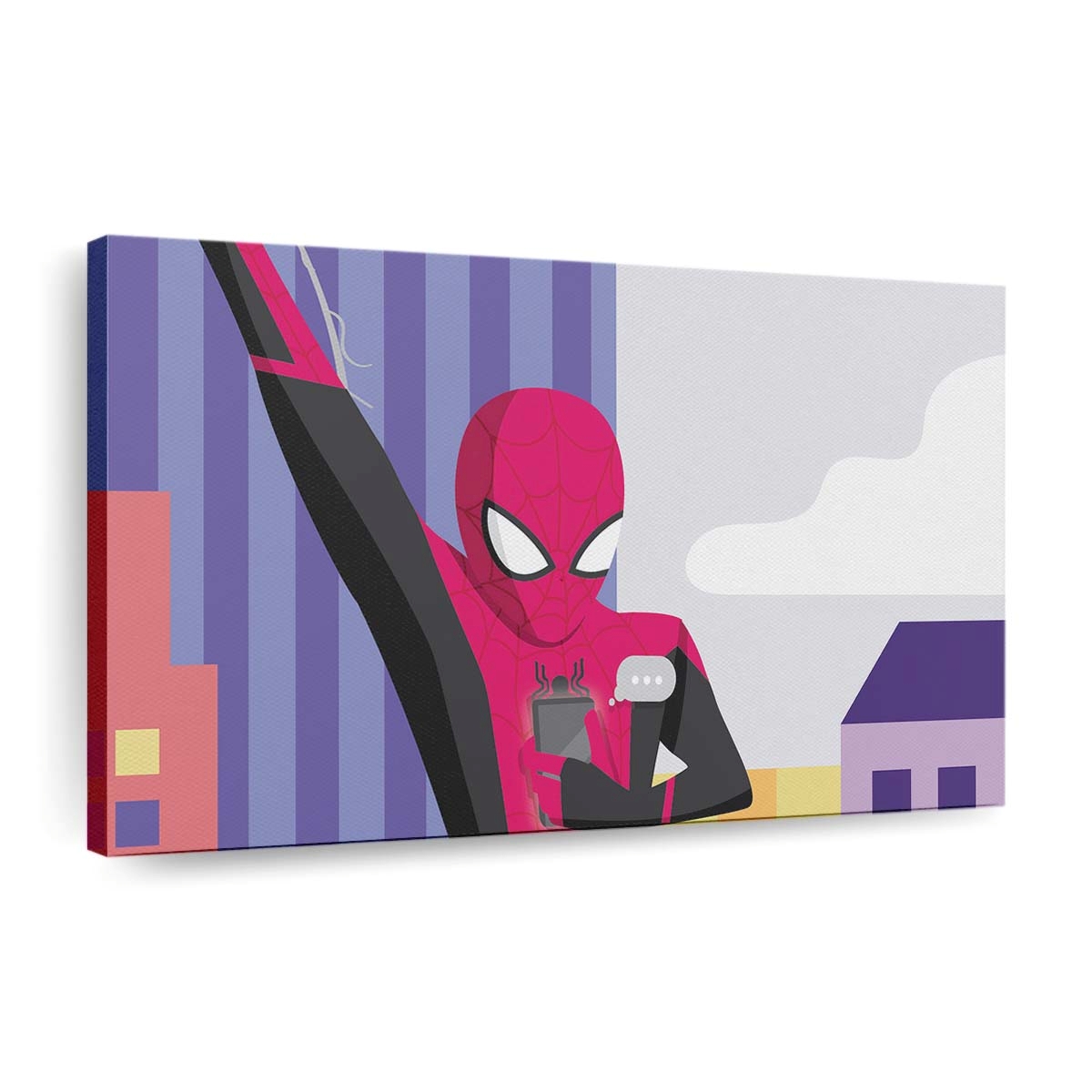 Spider Man am Telefon 2 Leinwandbild - Wanddeko