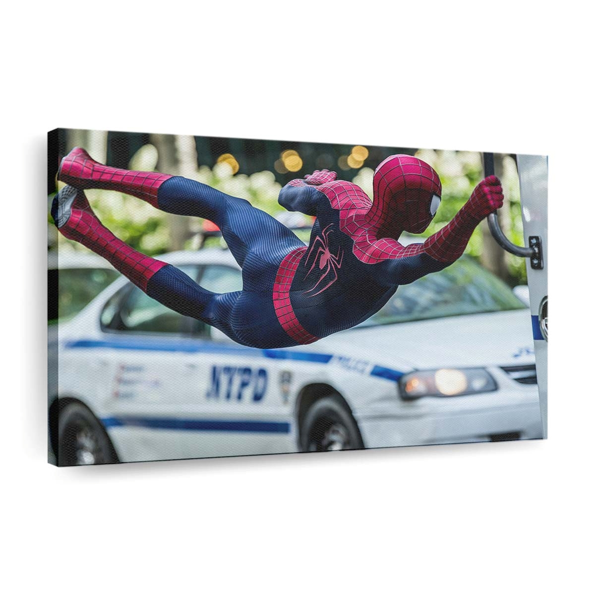 Spider Man schwingt sich in die Dose Leinwandbild - Wanddeko
