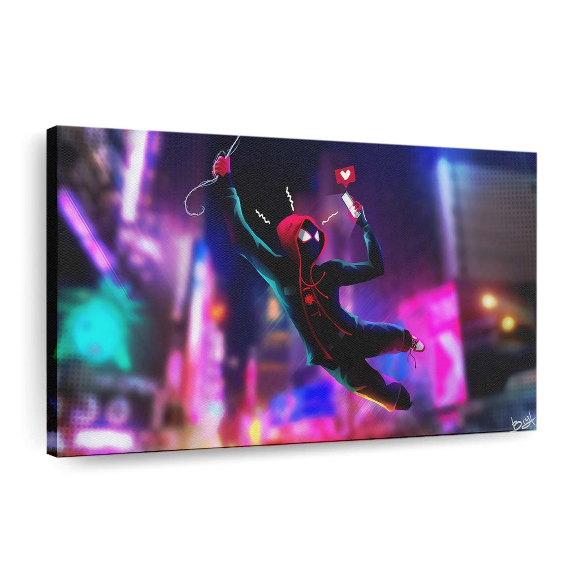 Spider Man beim SMS schreiben Leinwandbild - Wanddeko