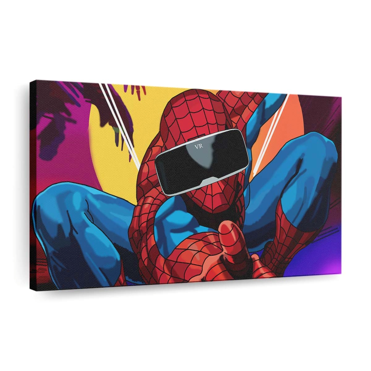 Spider Man mit VR Headset Leinwandbild - Wanddeko