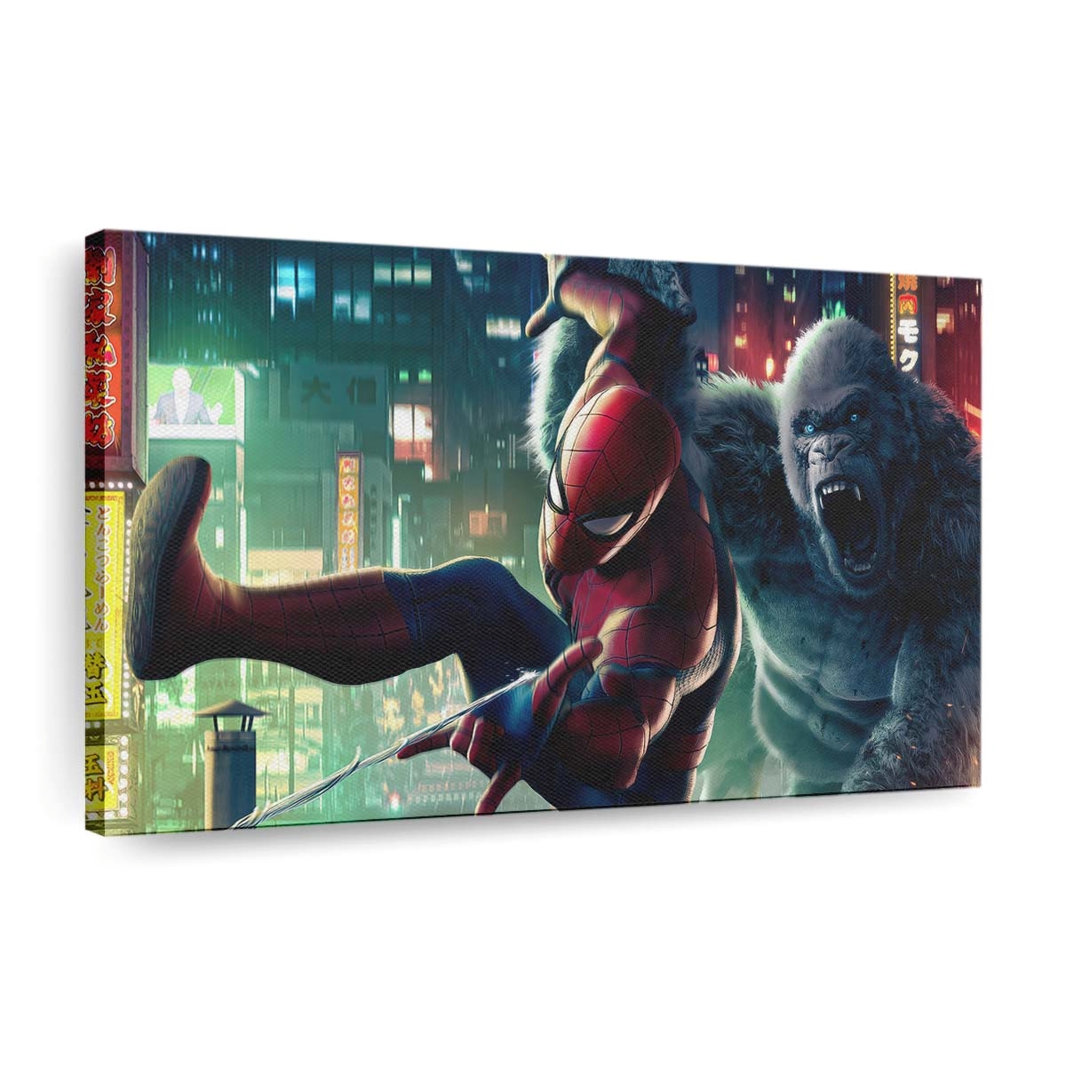 Spider Man gegen Kong Leinwandbild - Wanddeko