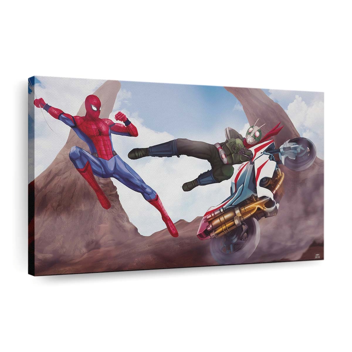 Spider Man gegen Supervillian Leinwandbild - Wanddeko