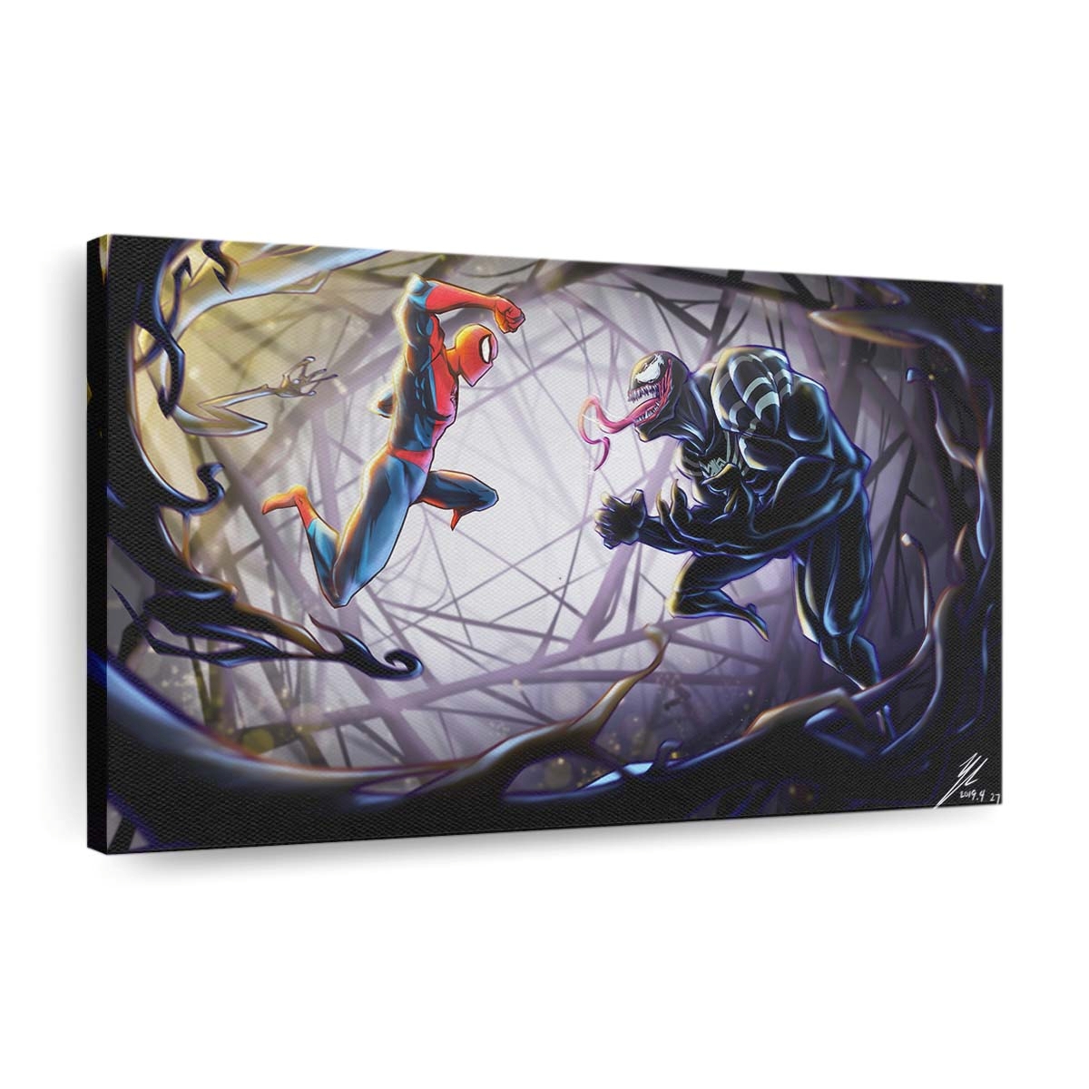 Spider Man gegen Venom 3 Leinwandbild - Wanddeko