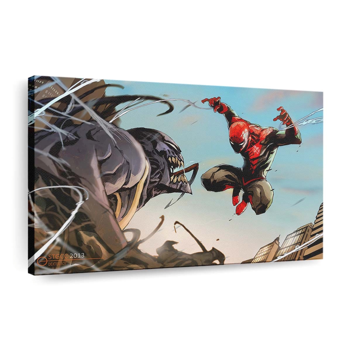 Spider Man gegen Venom Comic Kunst Leinwandbild - Wanddeko