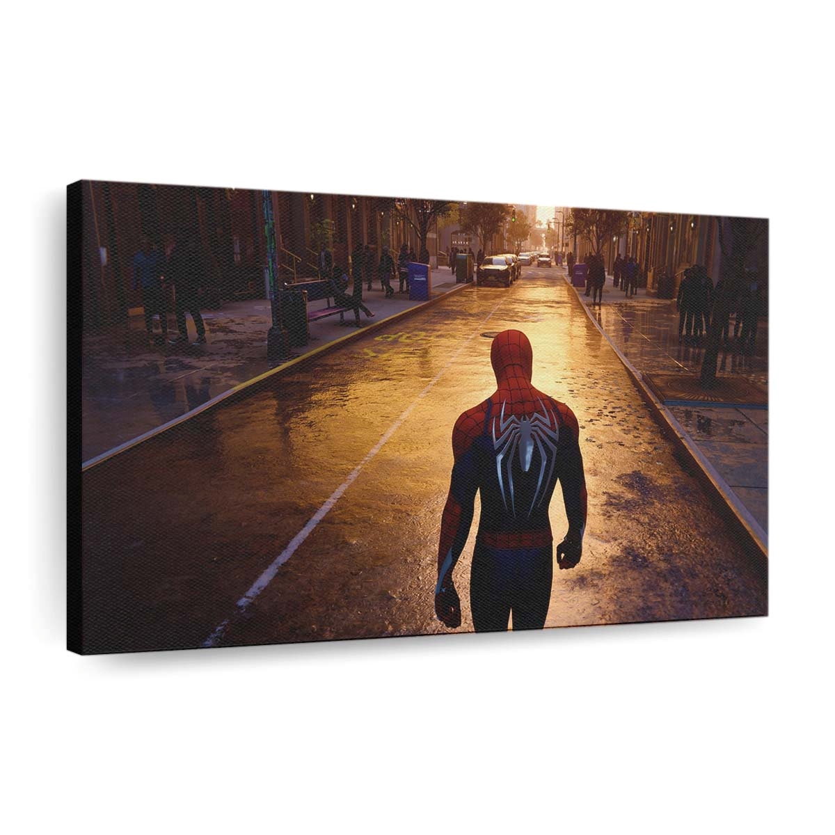 Spider Man läuft durch die Straßen von New York Leinwandbild - Wanddeko