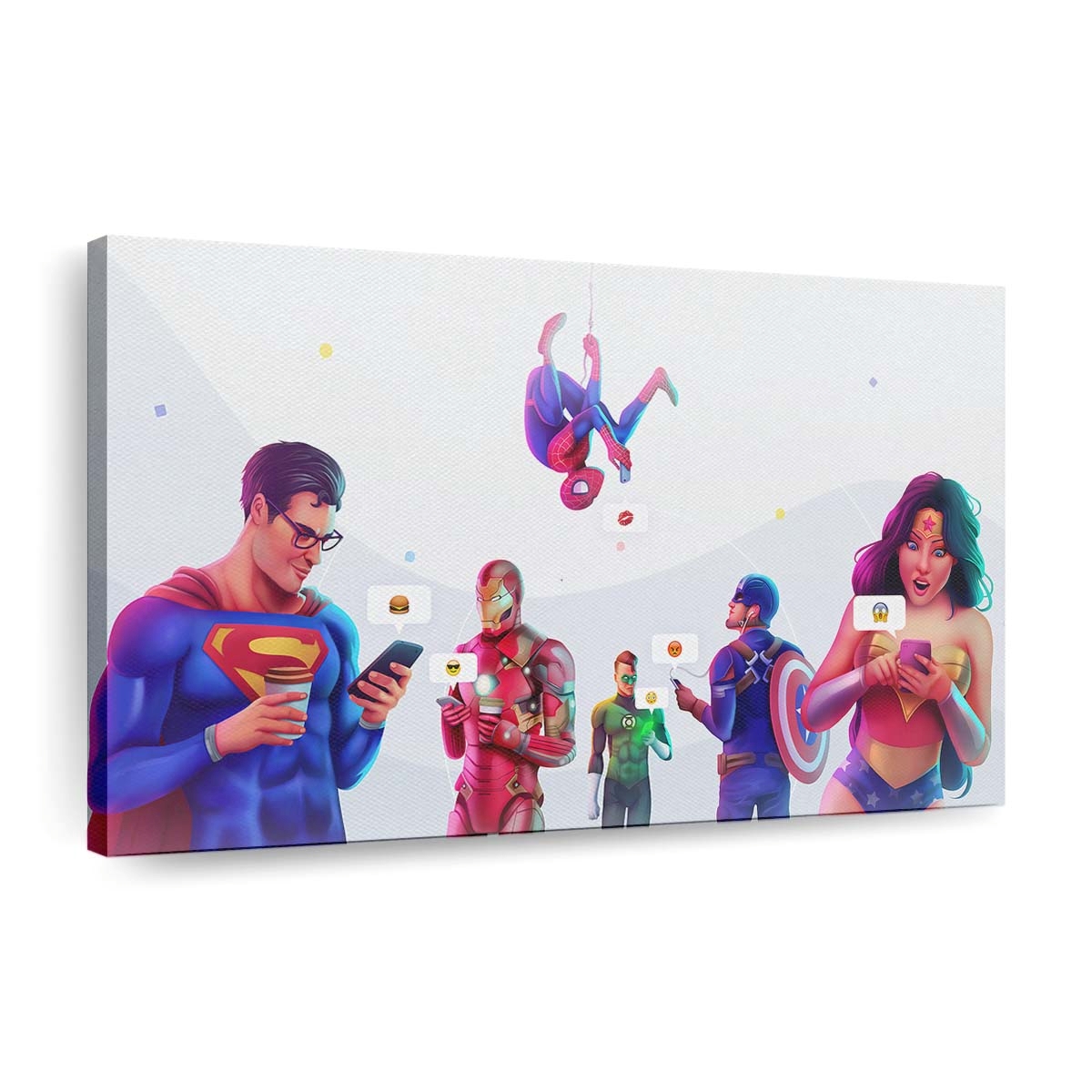 Superhelden telefonieren Leinwandbild - Wanddeko
