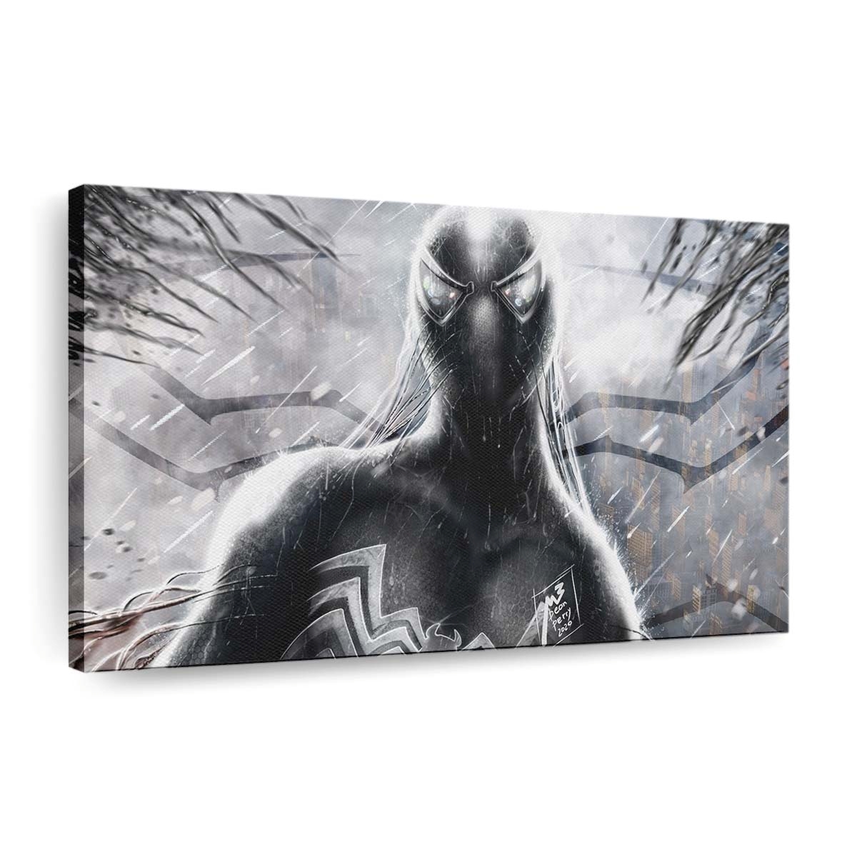 Symbiote Spider Man Monochrome Leinwandbild - Wanddeko