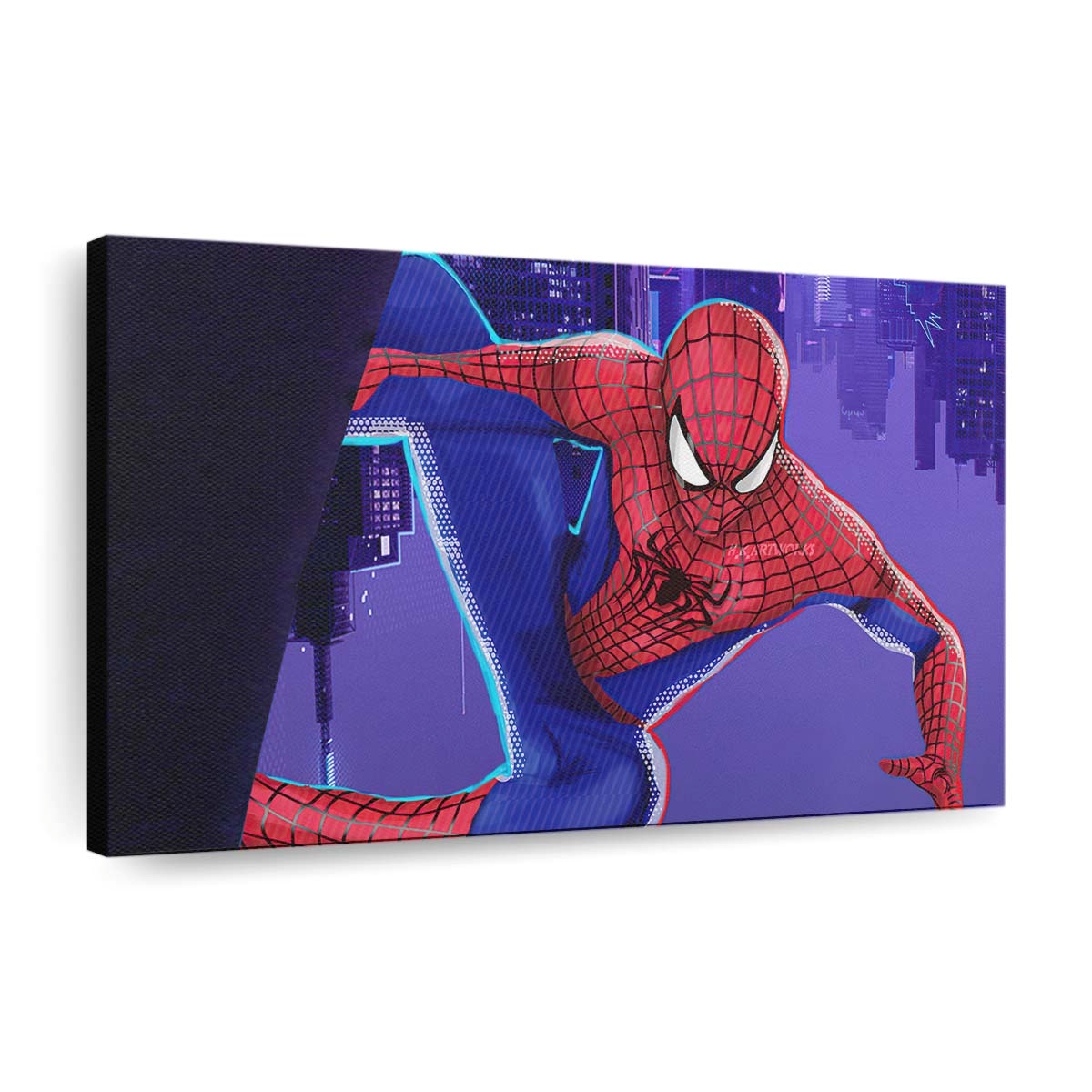 Der erstaunliche Spider Man Anzug im Spider Verse Stil Leinwandbild - Wanddeko