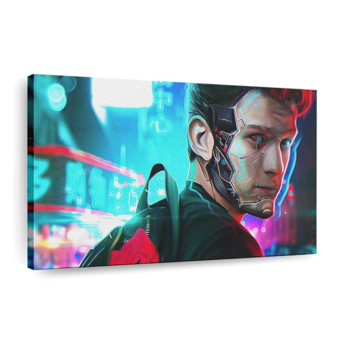 Tom Holland im Cyberpunk Stil Leinwandbild - Wanddeko
