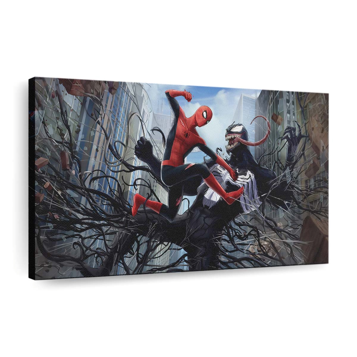 Venom Spider Man Kampf Leinwandbild - Wanddeko