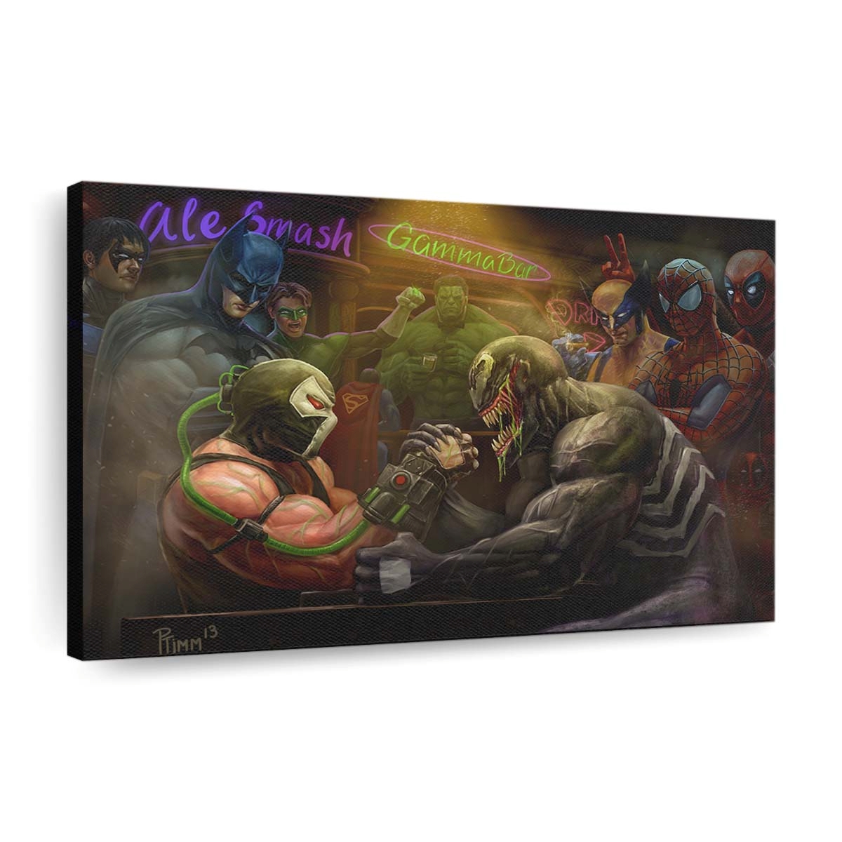 Venom gegen Bane Armdrücken Leinwandbild - Wanddeko