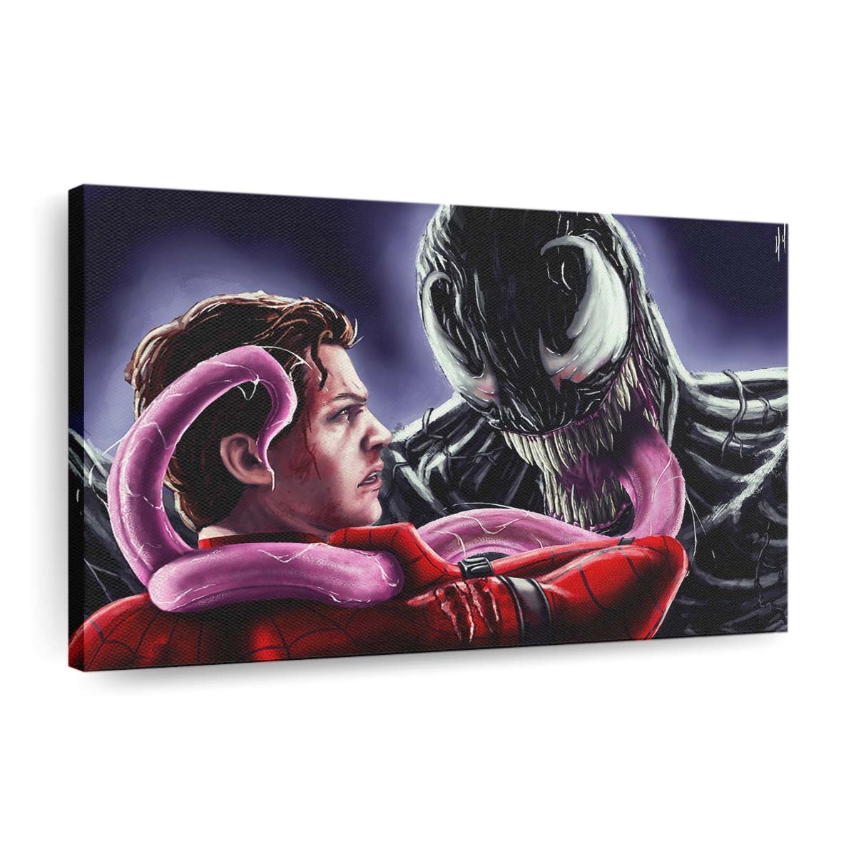 Venom gegen Spider Man Homecoming Kunstwerk Leinwandbild - Wanddeko