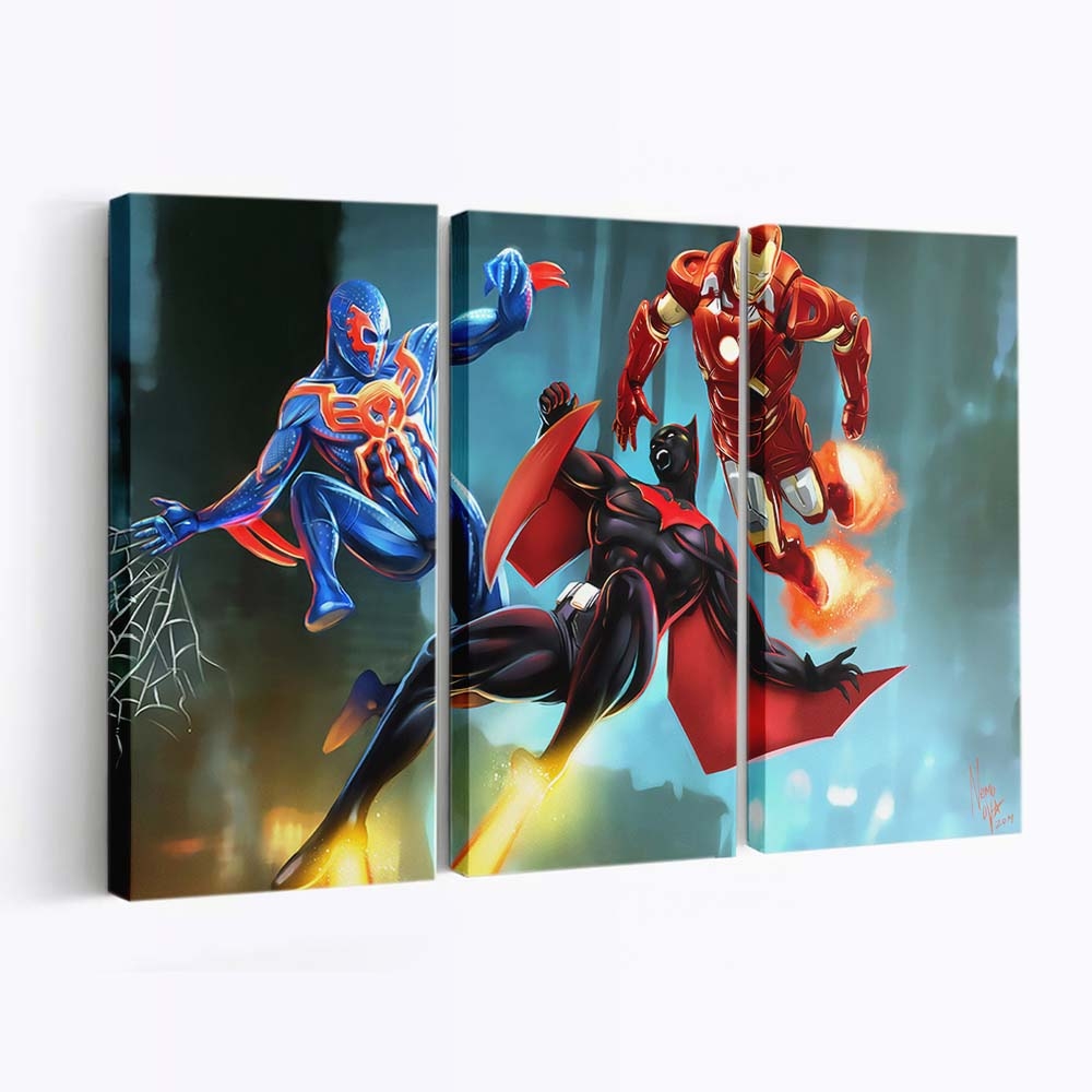 Batman Beyond Spider Man 2099 Iron Man Leinwandbild - Wanddeko