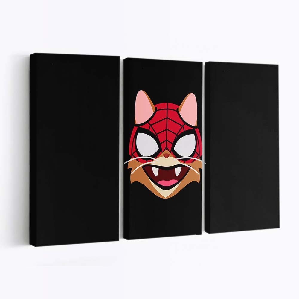 Katzen Spider Man Minimal Leinwandbild - Wanddeko