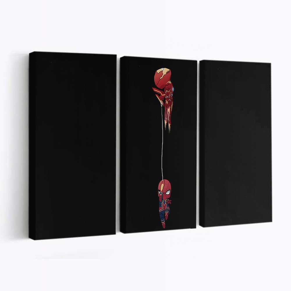 Chibi Iron Man und Spider Man Leinwandbild - Wanddeko