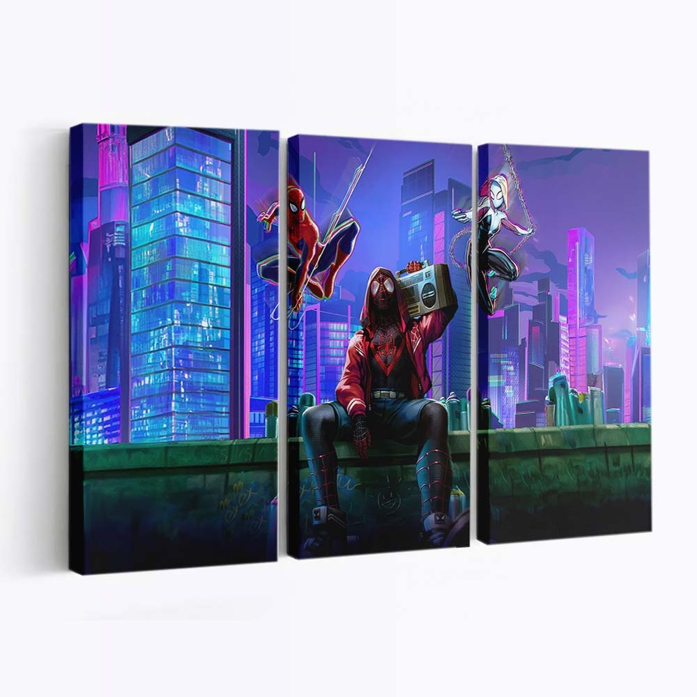 Miles Morales und Gwen Stacy Epische Partnerschaft Leinwandbild - Wanddeko