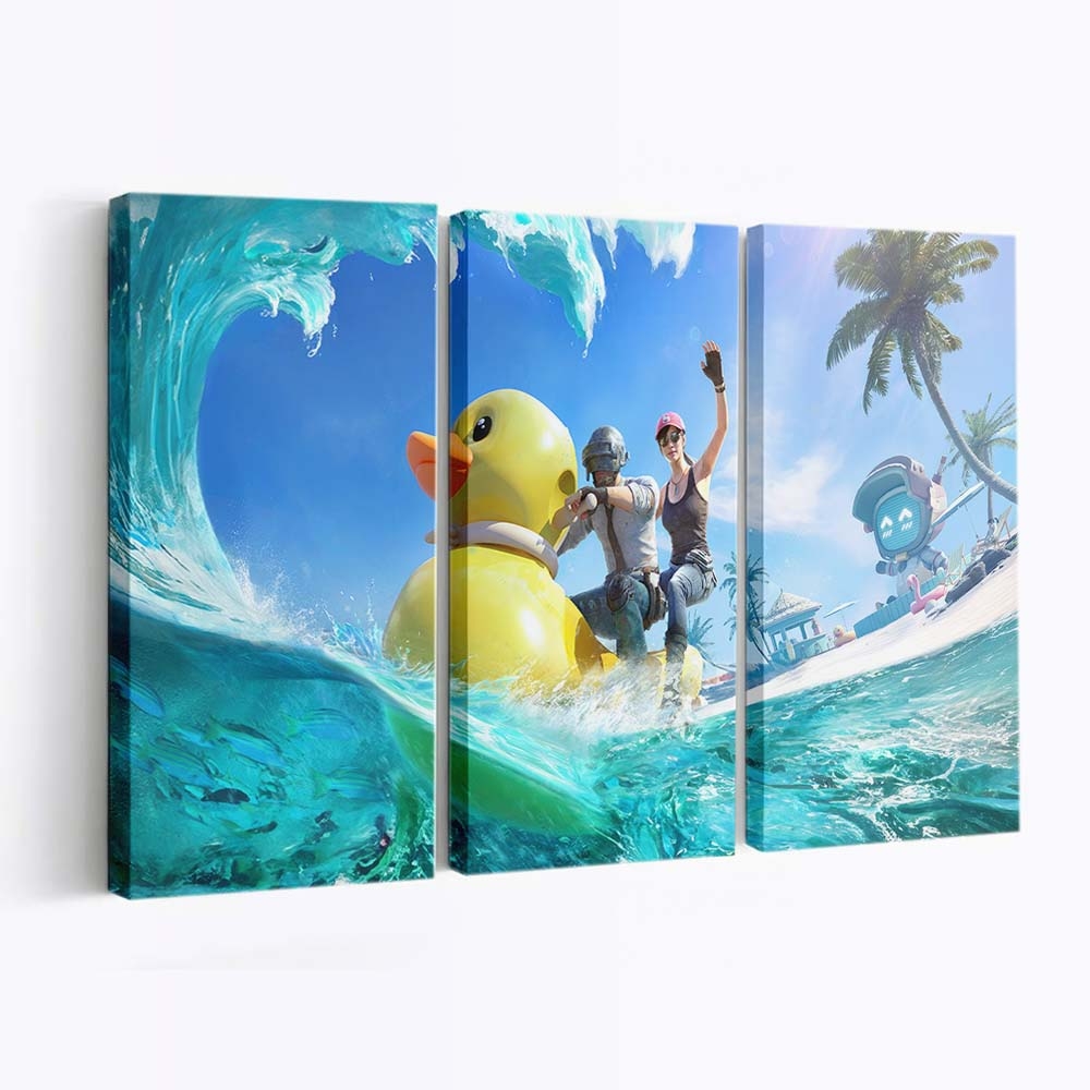 Pubg Helmeted Duo Jet Skiing Into Thrills Leinwandbild - Wanddeko