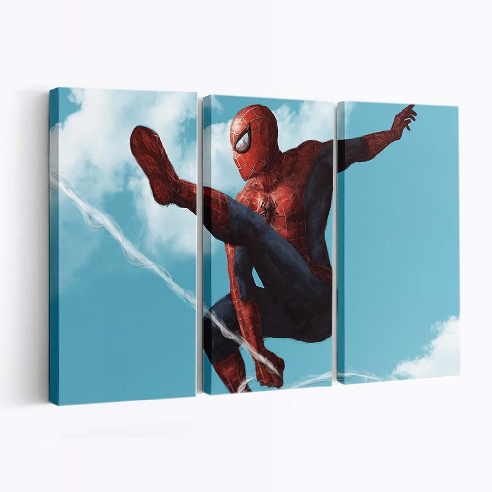 Spider Man Comic Illustration Leinwandbild - Wanddeko