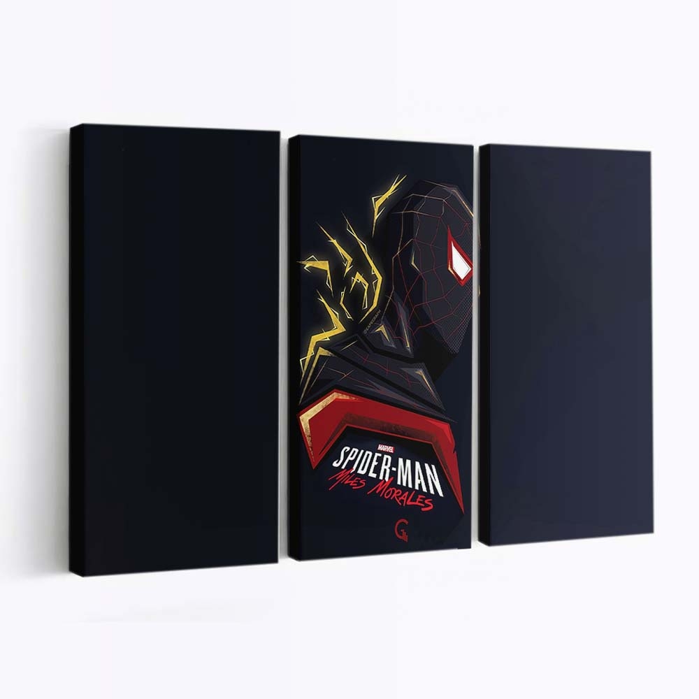 Spider Man Miles Morales Minimal Art Leinwandbild - Wanddeko