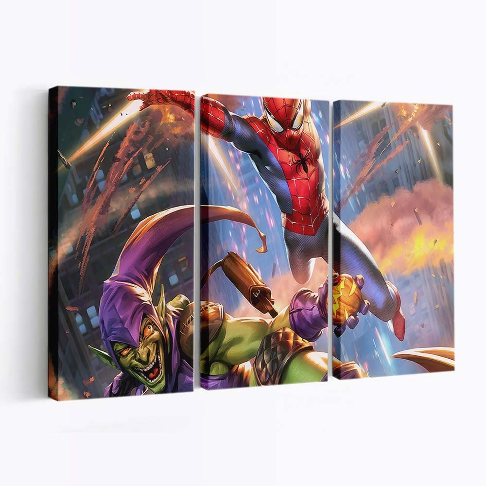 Spider Man gegen Goblin 2 Leinwandbild - Wanddeko