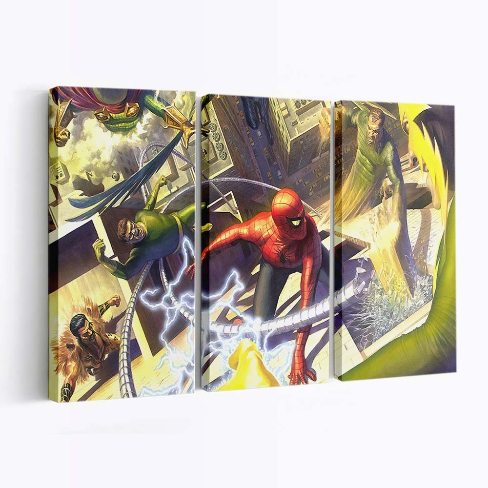 Spider Man gegen Sinister Six Leinwandbild - Wanddeko