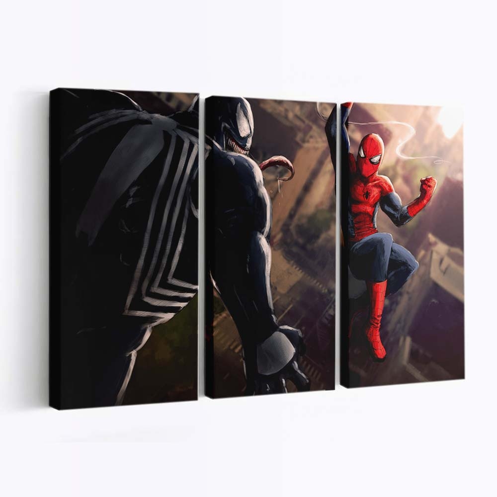 Spider Man gegen Venom 2020 Leinwandbild - Wanddeko