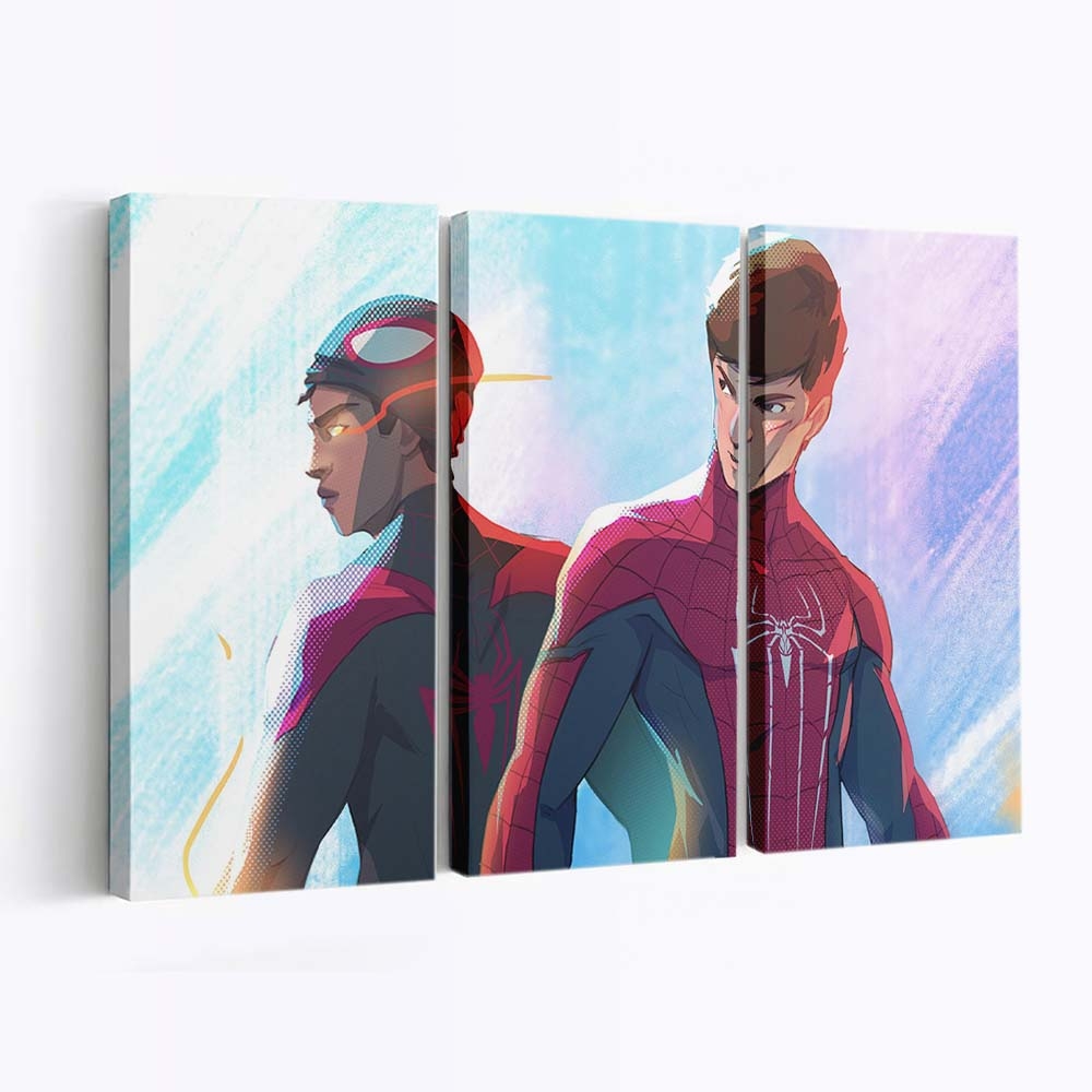 Spider Man mit Future Miles Morales Leinwandbild - Wanddeko