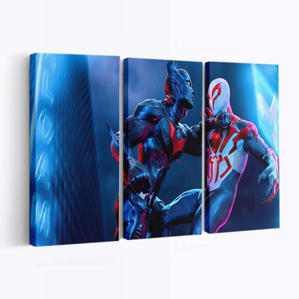 Spider Man 2077 Vs Batman Beyond Leinwandbild - Wanddeko