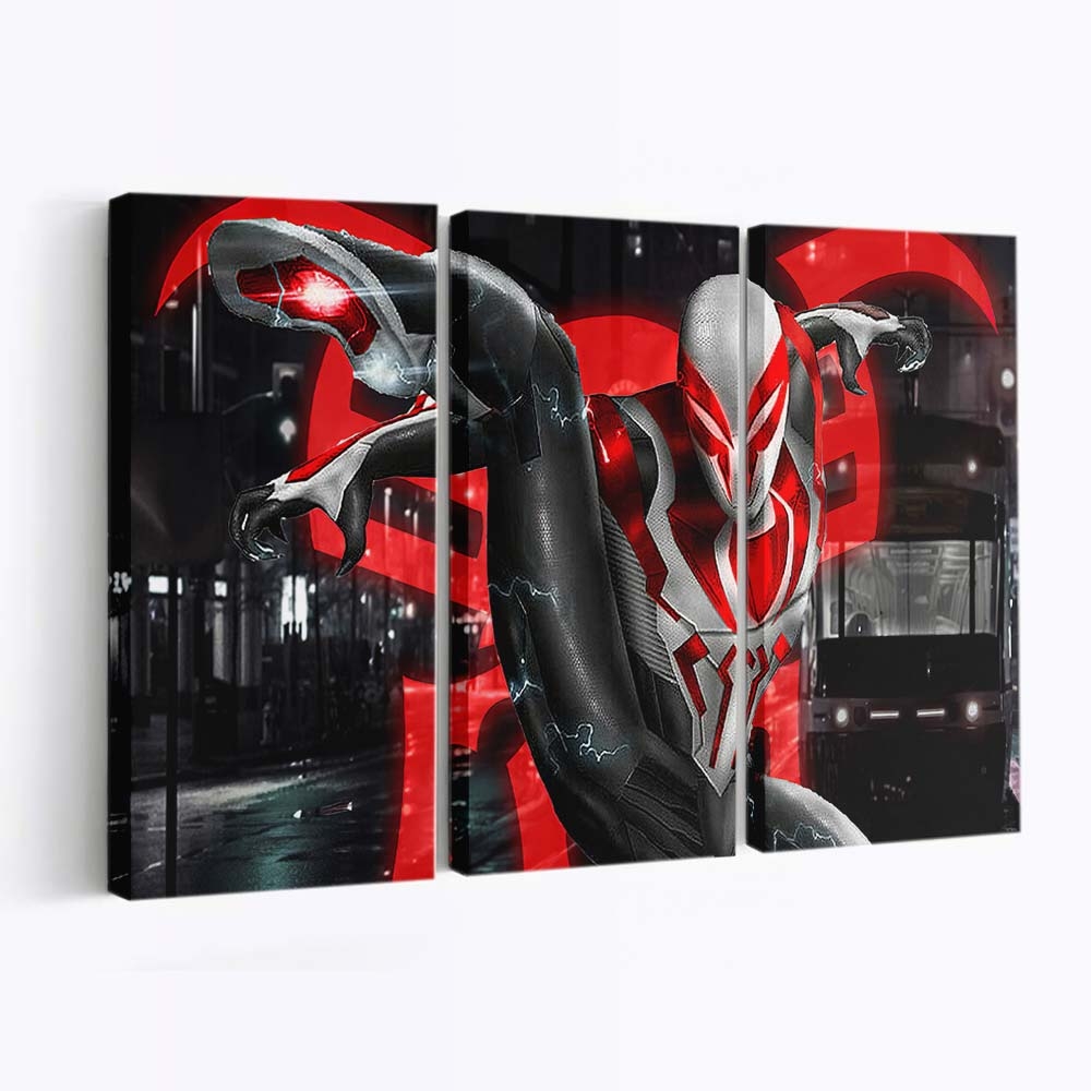 Spider Man 2099 White Neon Leinwandbild - Wanddeko