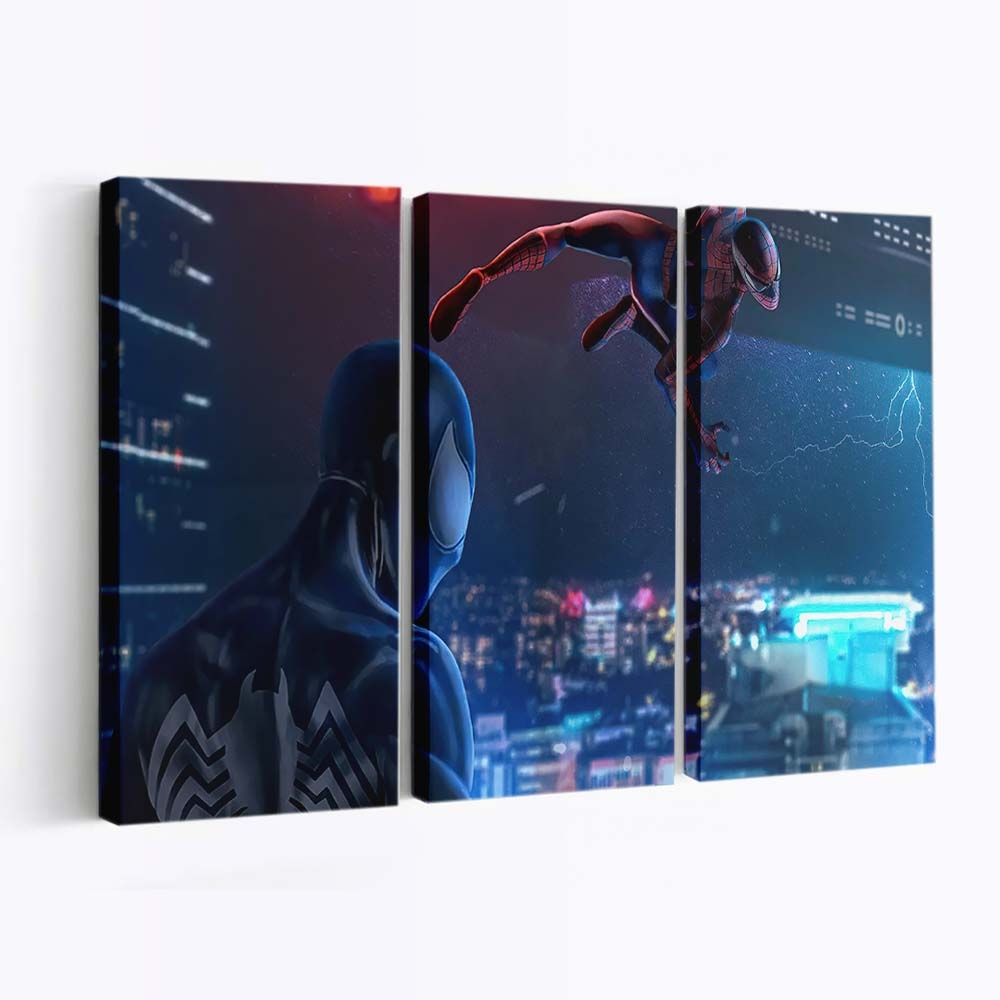 Spider Man 3 Glowing Night Leinwandbild - Wanddeko
