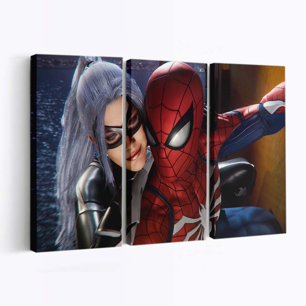 Spider Man und Felicia Hardy in Spider Man Leinwandbild - Wanddeko