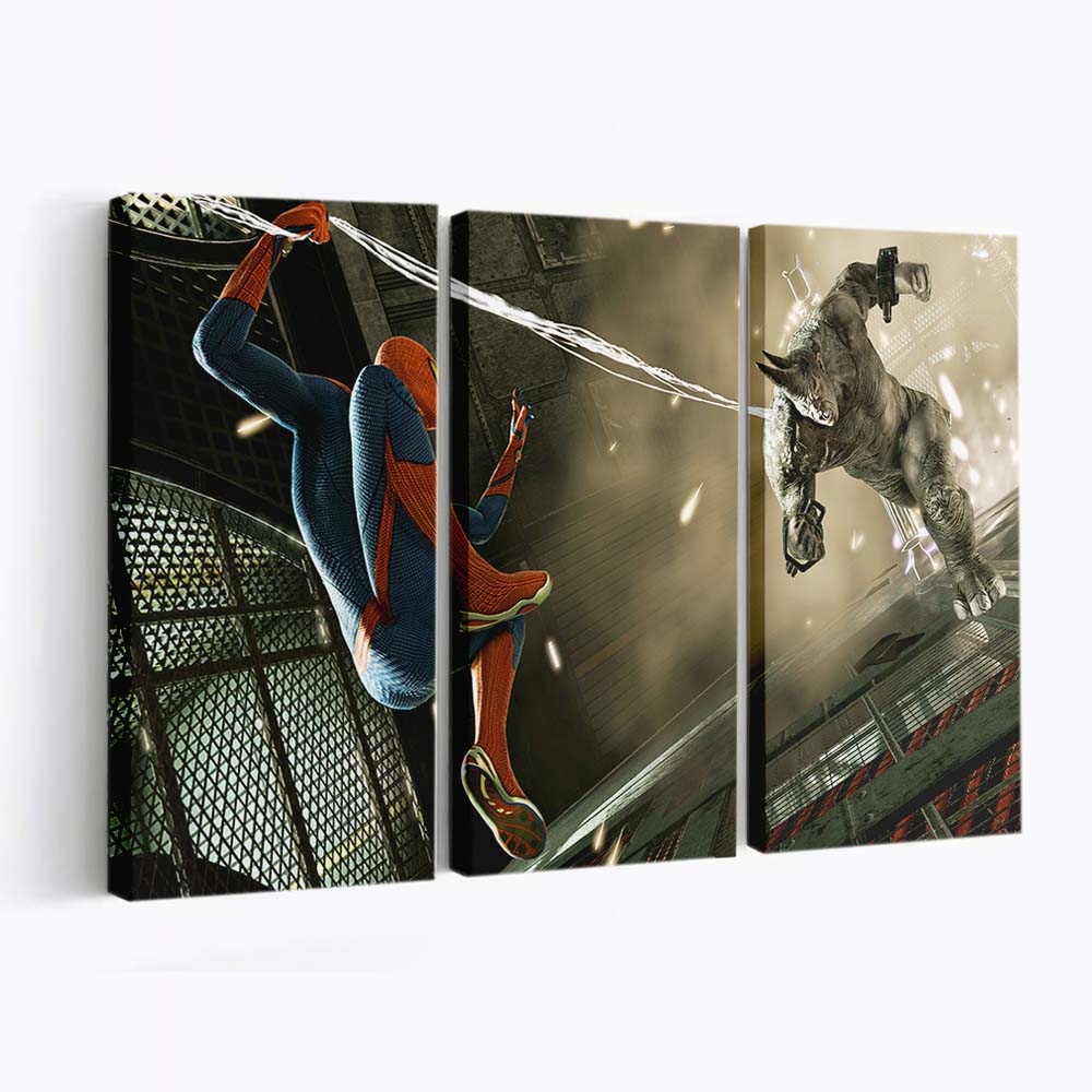 Spider Man und Rhino Leinwandbild - Wanddeko