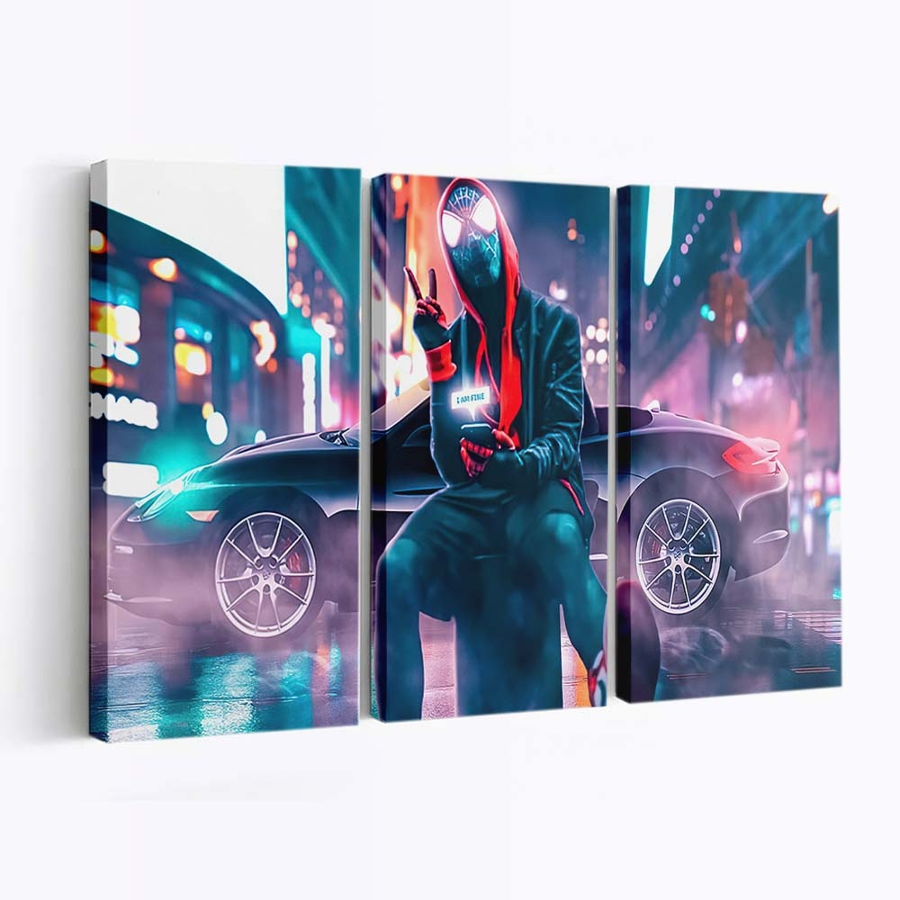 Spider Man chillt in der Stadt 2 Leinwandbild - Wanddeko