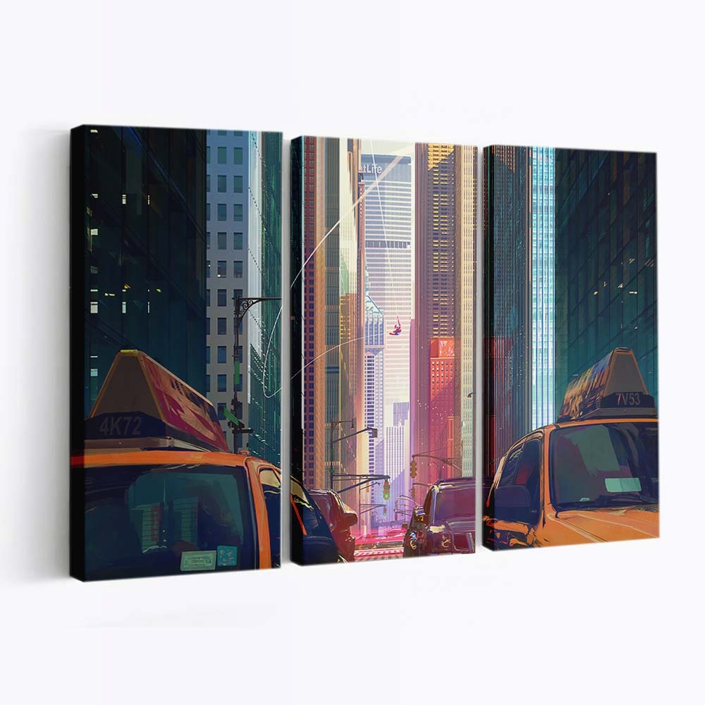 Spider Man Stadtgebäude Leinwandbild - Wanddeko