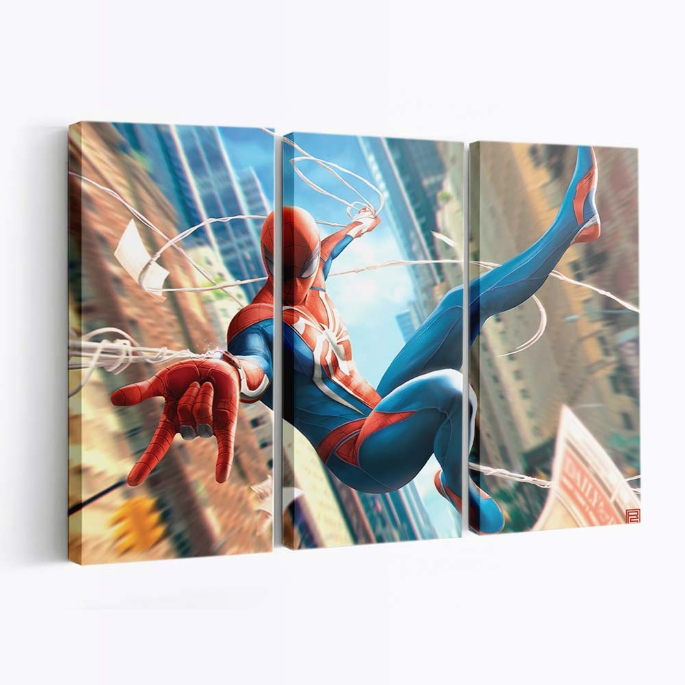 Spider Man in der Stadt 2 Leinwandbild - Wanddeko
