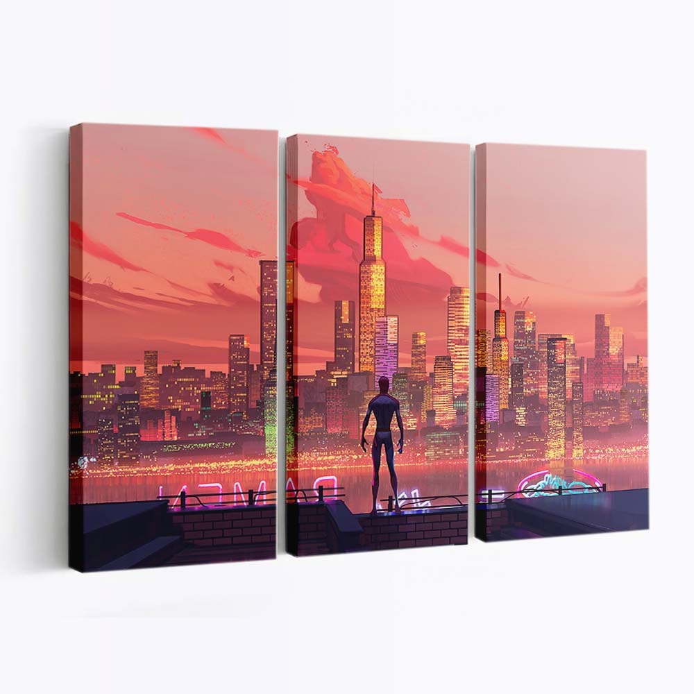 Spider Man bei Sonnenuntergang in New York Leinwandbild - Wanddeko