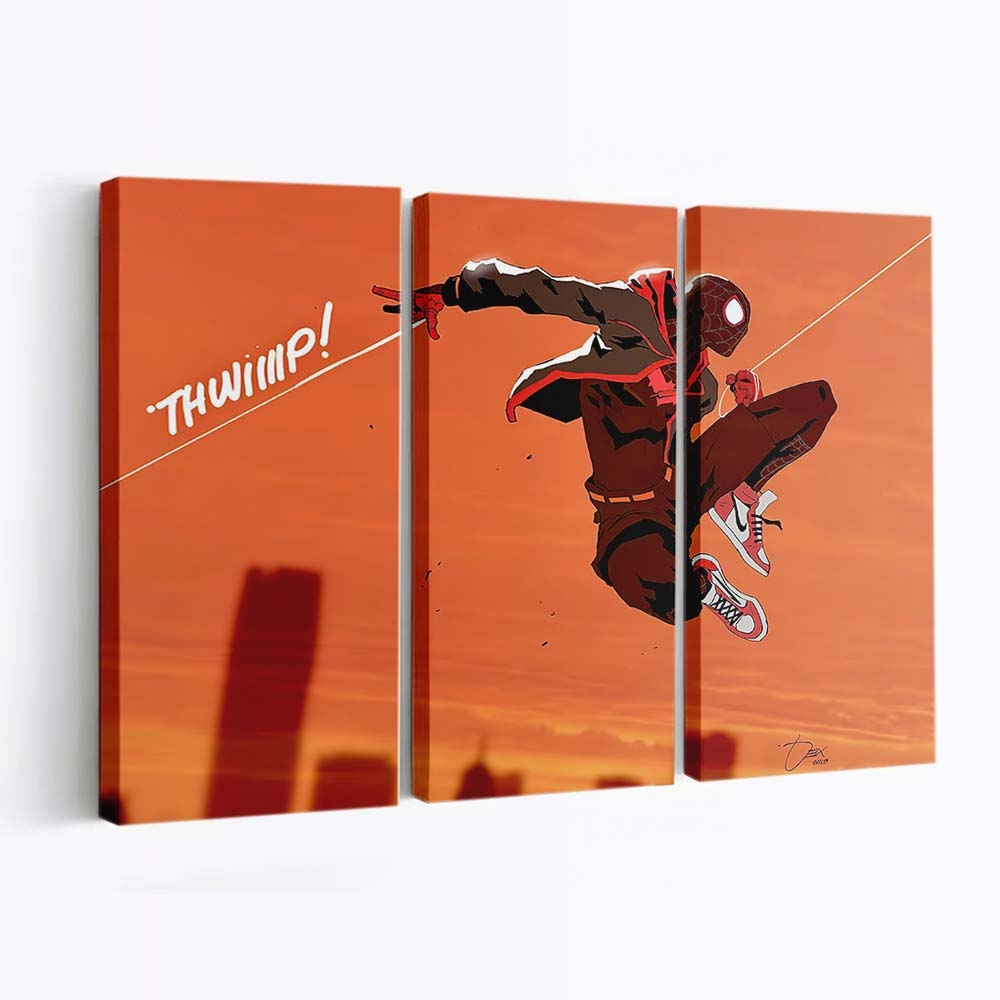 Spider Man springt Art Leinwandbild - Wanddeko