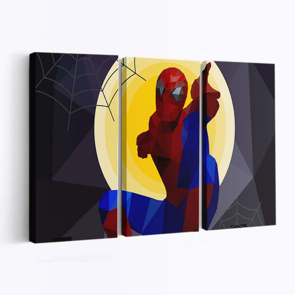 Spider Man Low Poly Art Leinwandbild - Wanddeko