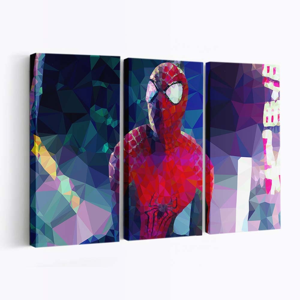 Spider Man Low Poly Arts Leinwandbild - Wanddeko