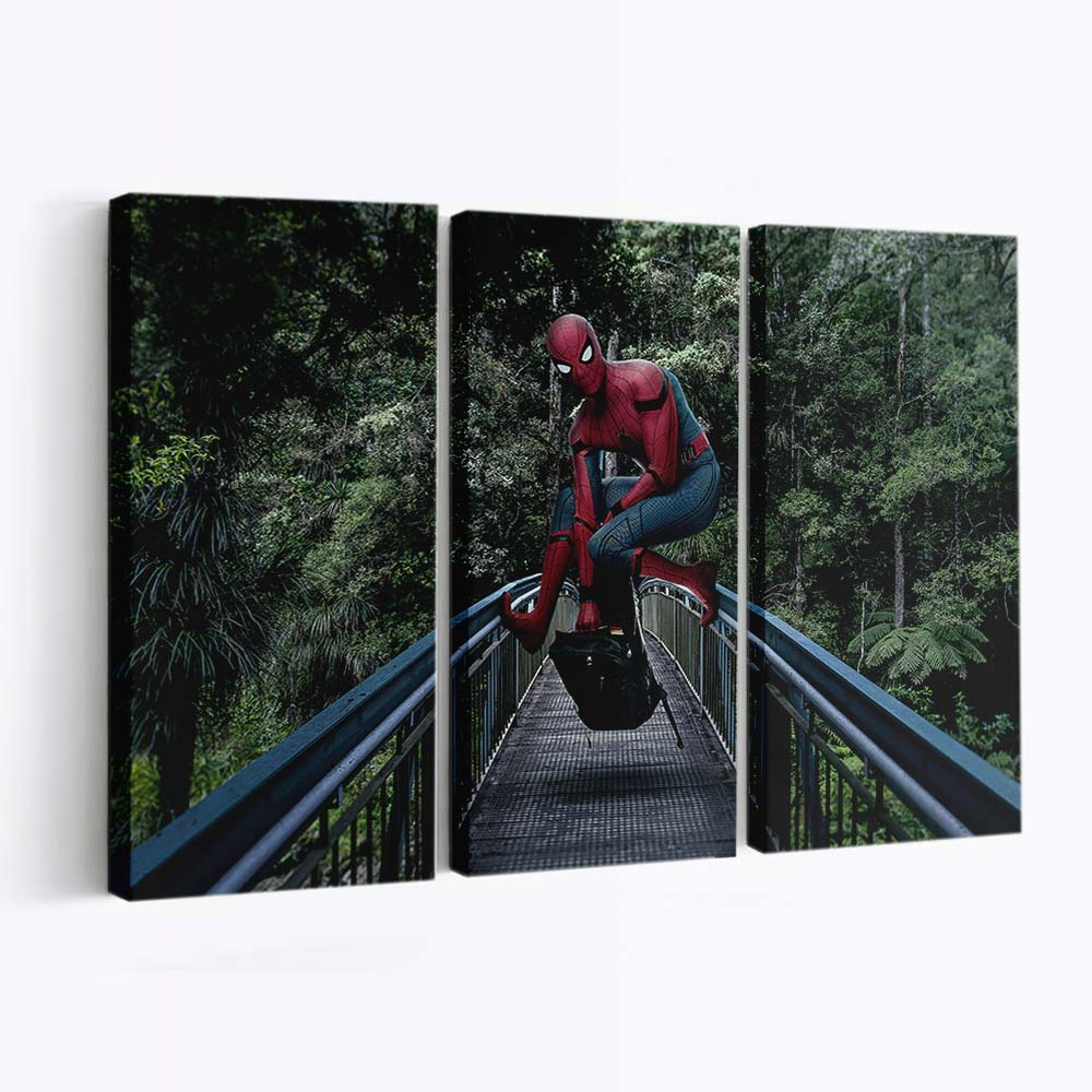Spider Man auf der Brücke Leinwandbild - Wanddeko