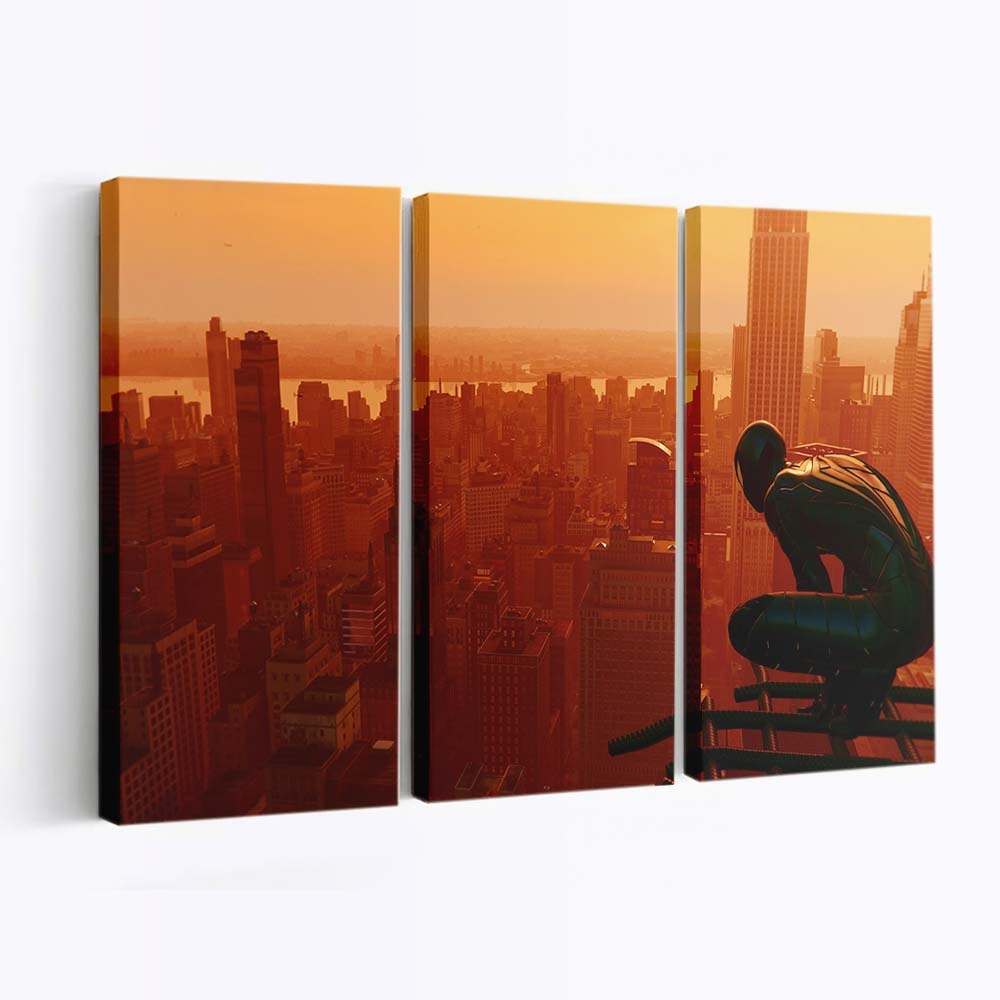 Spider Man über der Stadt Leinwandbild - Wanddeko