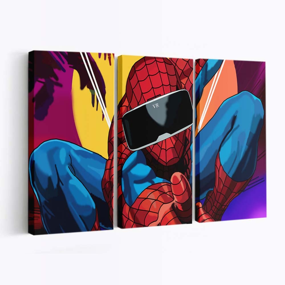 Spider Man mit VR Headset Leinwandbild - Wanddeko