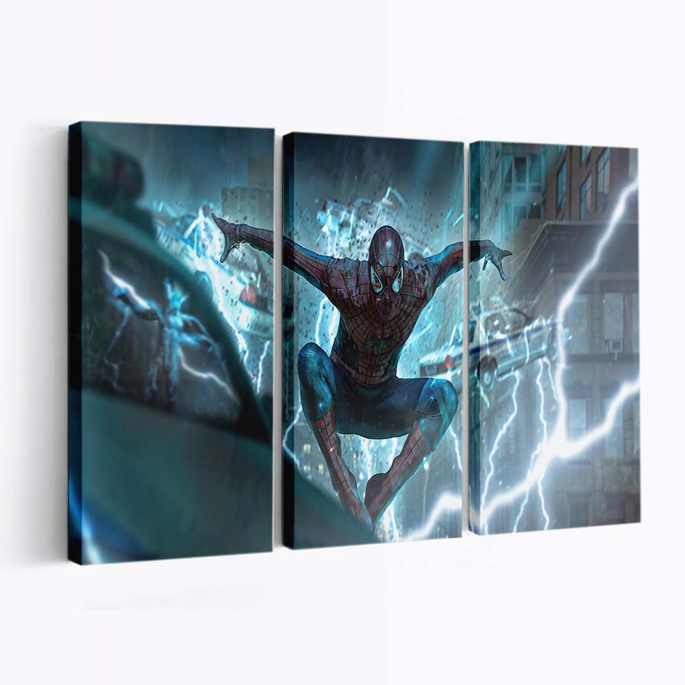 Spider Man gegen Electro Leinwandbild - Wanddeko