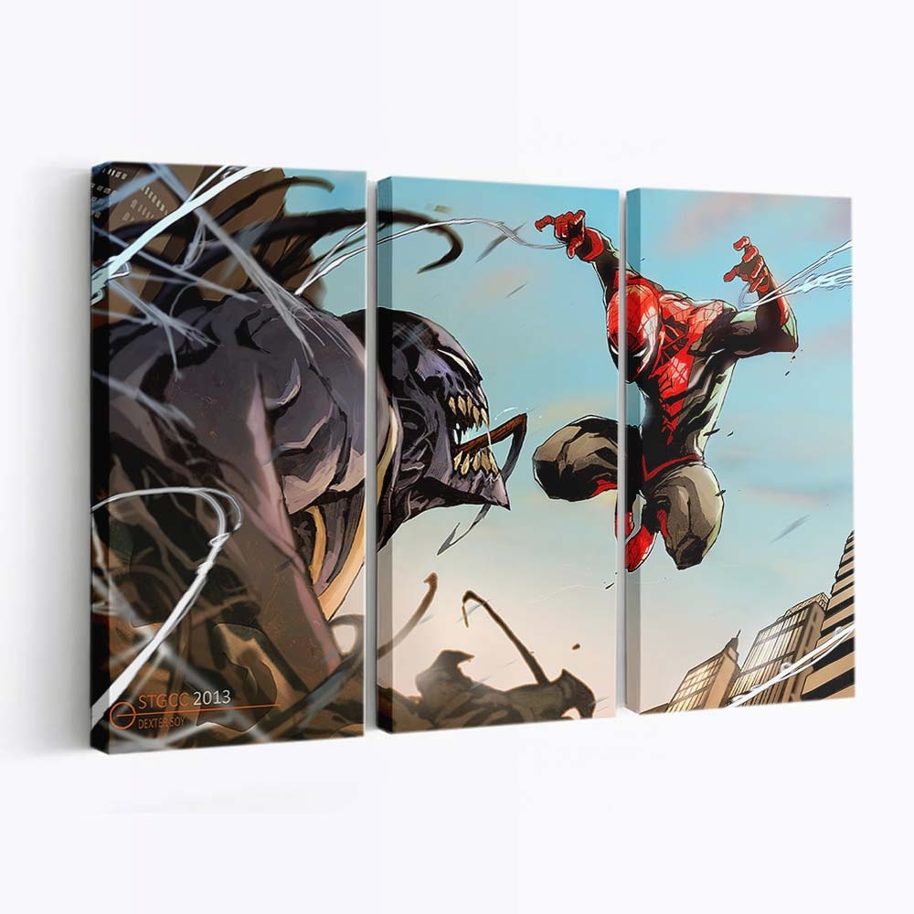 Spider Man gegen Venom Comic Kunst Leinwandbild - Wanddeko