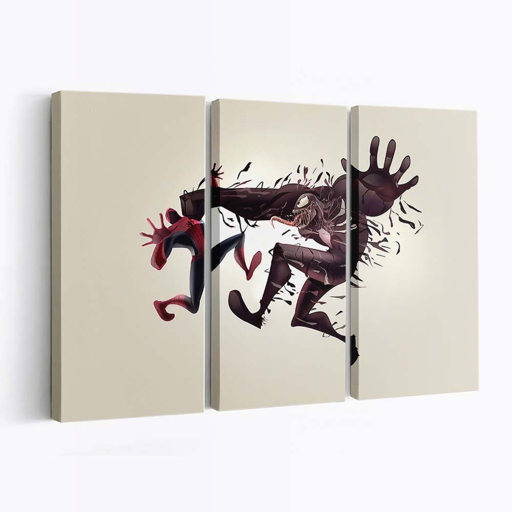 Spider Man gegen Venom Faceoff Leinwandbild - Wanddeko