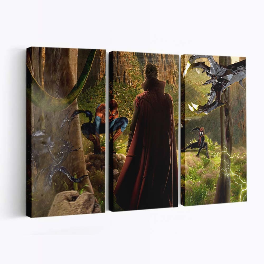 Spider Mans And Doctor Strange In No Way Home Leinwandbild - Wanddeko