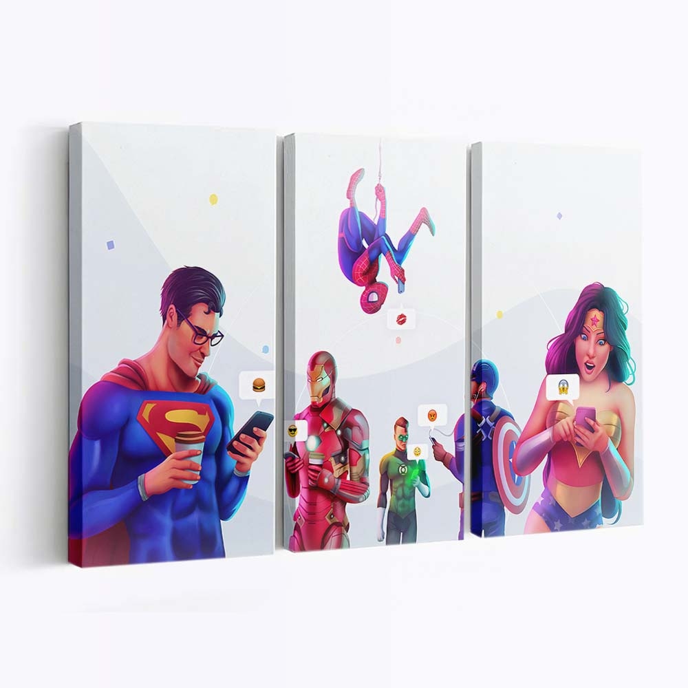 Superhelden telefonieren Leinwandbild - Wanddeko